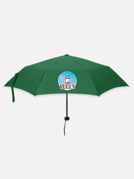 Maritim - Leuchtturm Rügen - Regenschirm (klein) - Flaschengrün