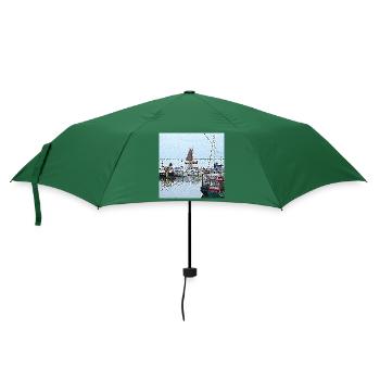 Spaziergang im Hafen in den Niederlanden - Regenschirm (klein) - Flaschengrün - Vorne