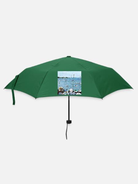 Der kleine Hafen der Bretagne - Regenschirm (klein) - Flaschengrün