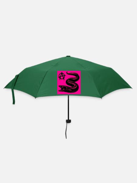 Anarchischer schwarzer Aal auf Neonpink - Regenschirm (klein) - Flaschengrün