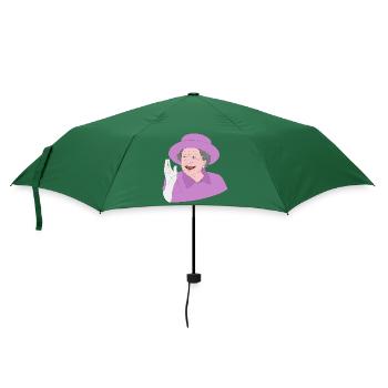 Königin Elisabeth II. winkt zum 70. Kronjubiläum - Regenschirm (klein) - Flaschengrün - Vorne
