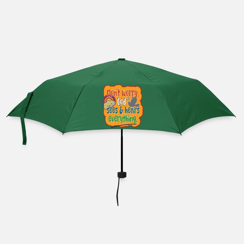 Don't Worry, God sees & hears everything.. - Umbrella (small) - bottlegreen