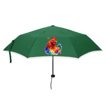 Rainbow Rooster Watercolor - Umbrella (small) - bottlegreen - Front