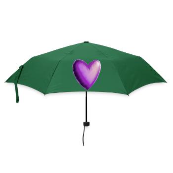 Herz lila violett Geschenkidee - Regenschirm (klein) - Flaschengrün - Vorne