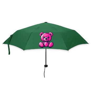 Teddybär / Kuscheltier / Stofftier / Geschenkidee - Regenschirm (klein) - Flaschengrün - Vorne