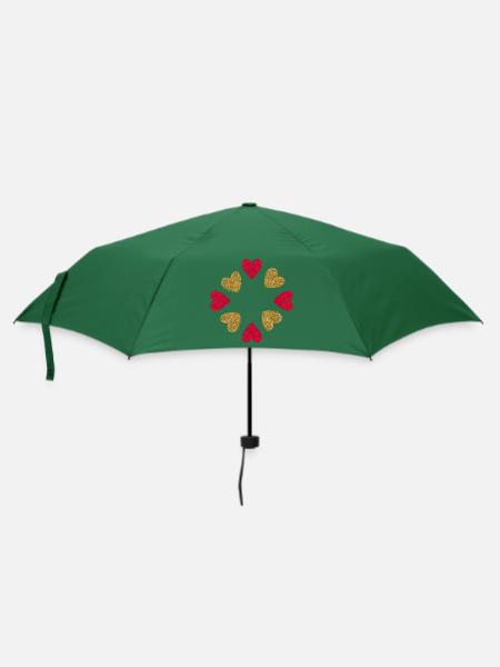 Cercle de Cœurs Glitter Rouge Or - Parapluie standard - vert bouteille