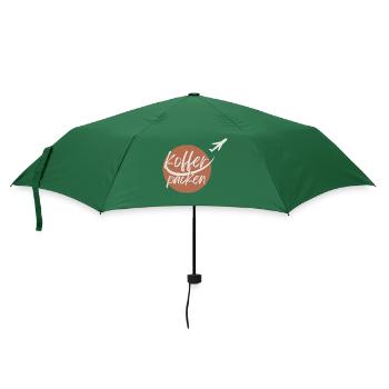 Fernweh - Koffer packen - Reise - Flugzeug - Regenschirm (klein) - Flaschengrün - Vorne