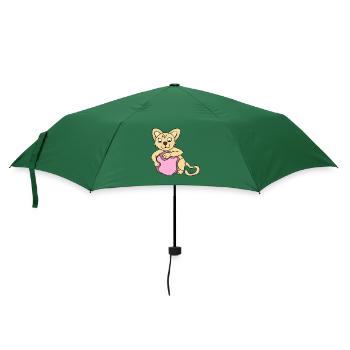 Kätzchen spielt mit Ball - Regenschirm (klein) - Flaschengrün - Vorne