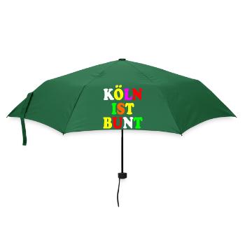 Köln ist bunt - Regenschirm (klein) - Flaschengrün - Vorne