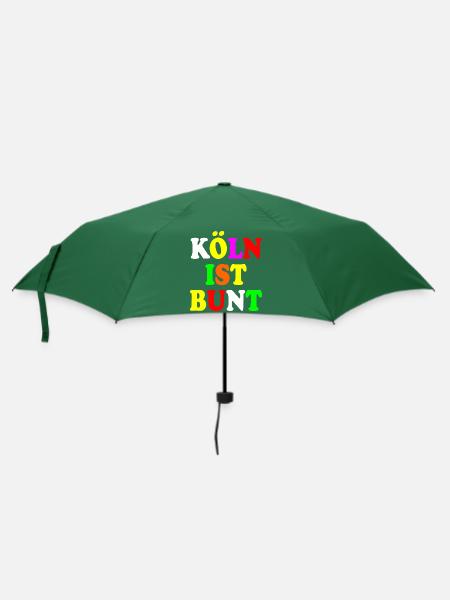 Köln ist bunt - Regenschirm (klein) - Flaschengrün