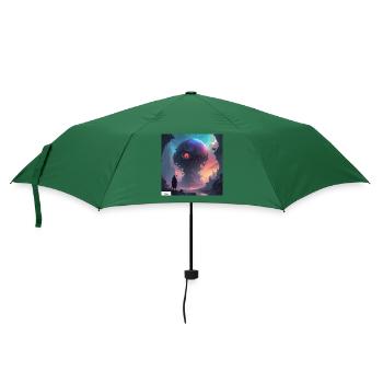 Gabel Leben Karikatur - Regenschirm (klein) - Flaschengrün - Vorne