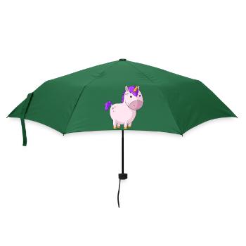Dickes Comic Einhorn - Regenschirm (klein) - Flaschengrün - Vorne