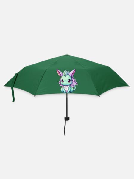 Drache Kawaii Zeichnung - Regenschirm (klein) - Flaschengrün