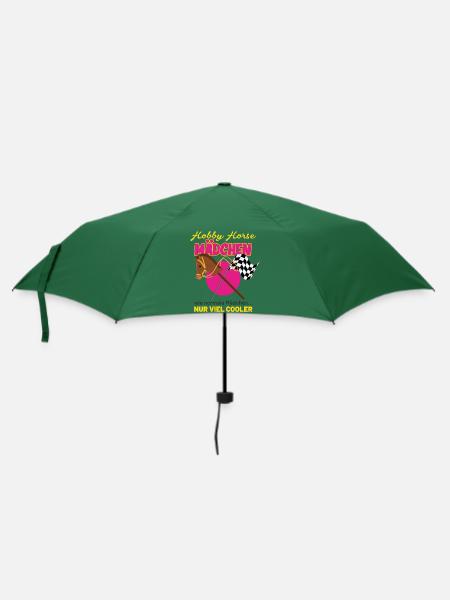 Hobby Horse Mädchen mit Steckenpferd & Zielflagge - Regenschirm (klein) - Flaschengrün
