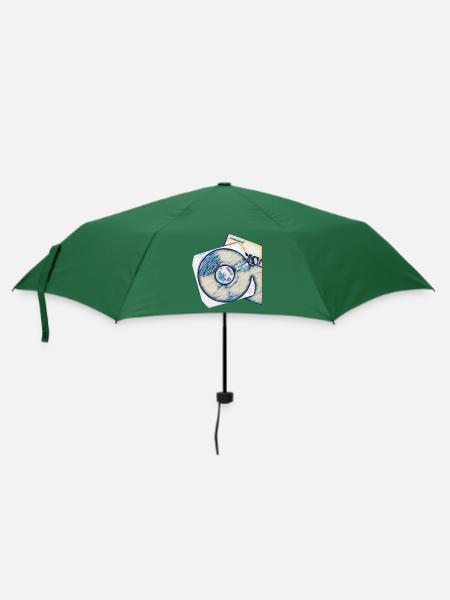 Schallplatte mit Cover - Regenschirm (klein) - Flaschengrün