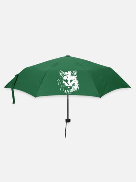 Katze, Katzenmotiv, Katzengesicht - Regenschirm (klein) - Flaschengrün