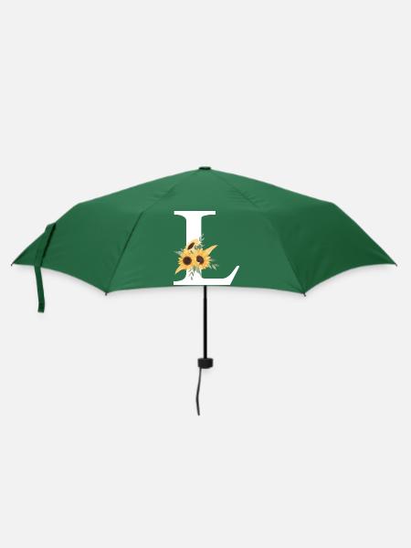 Buchstabe l blumige Sonnenblume - Regenschirm (klein) - Flaschengrün
