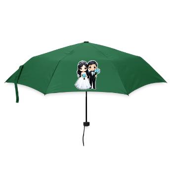 Just Married - Zur Hochzeit - Regenschirm (klein) - Flaschengrün - Vorne