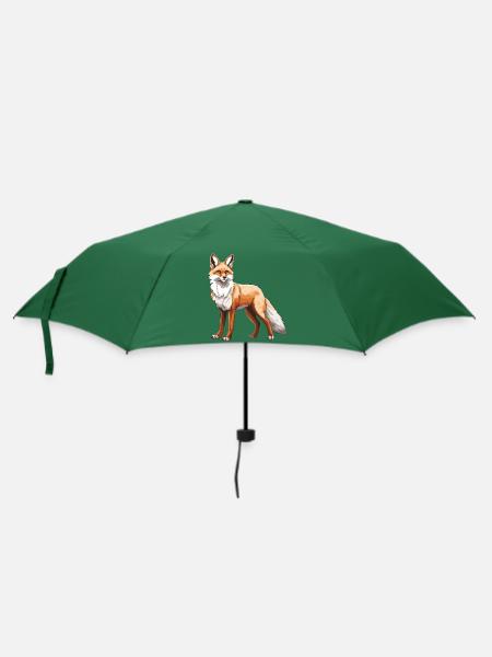 Fuchs Tier - Regenschirm (klein) - Flaschengrün