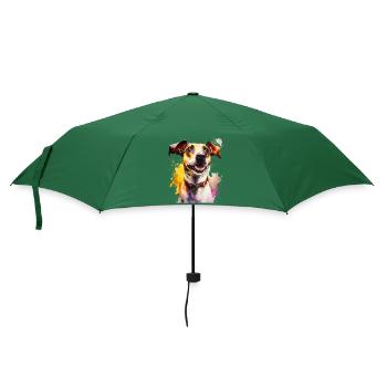 Jack Russel Hund Aquarell | Cooles Motiv - Regenschirm (klein) - Flaschengrün - Vorne