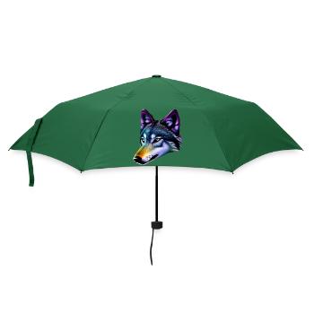 Bunter Wolf - Regenschirm (klein) - Flaschengrün - Vorne