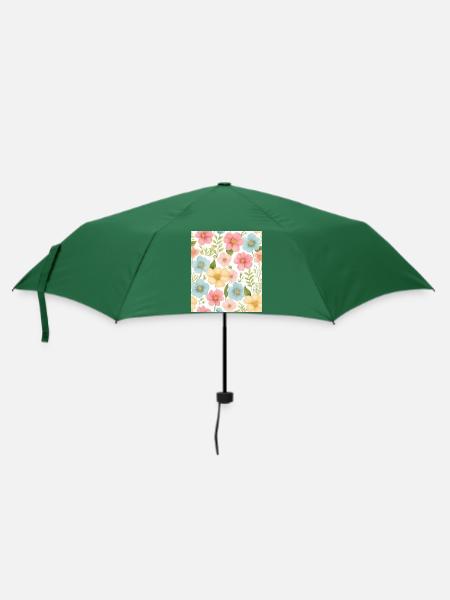 Blumenmuster - Regenschirm (klein) - Flaschengrün
