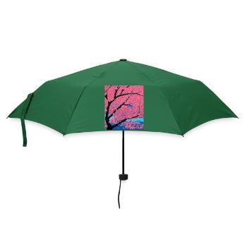 Kirschblüte vor dem Hintergrund der Berge - Regenschirm (klein) - Flaschengrün - Vorne