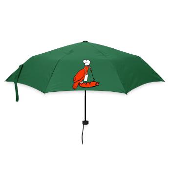 Vogel grillt Wurst Grillen lecker Würstchen essen - Regenschirm (klein) - Flaschengrün - Vorne