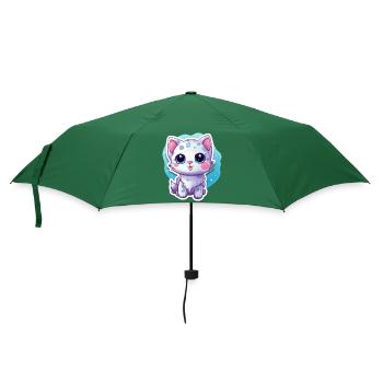 "Space Kitty: Floatastic & Adorable!" - Regenschirm (klein) - Flaschengrün - Vorne