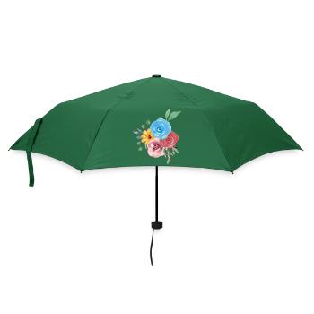 Einfache Aquarellblumen - Regenschirm (klein) - Flaschengrün - Vorne