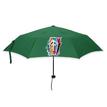 Sarg / Letzte Ruhestätte / Erde / Bestattung - Regenschirm (klein) - Flaschengrün - Vorne