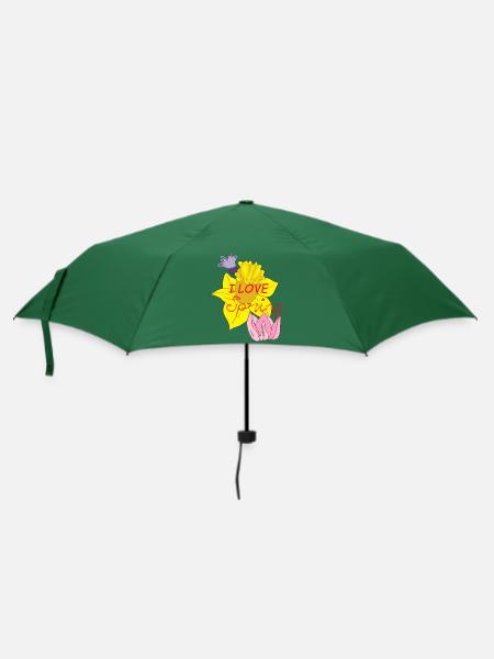I love spring - Regenschirm (klein) - Flaschengrün