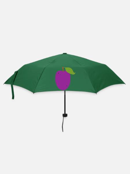 Lebendige Pflaumenfrucht Illustration - Regenschirm (klein) - Flaschengrün