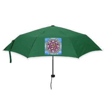 Om Zeichen in Lotusblume - Regenschirm (klein) - Flaschengrün - Vorne