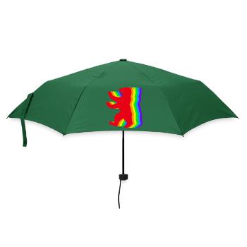 Berliner Regenbogen Bären - Regenschirm (klein) - Flaschengrün - Vorne