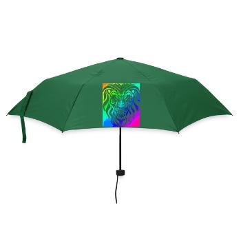 Löwe | Tier | Raubtier | Brüllen - Regenschirm (klein) - Flaschengrün - Vorne