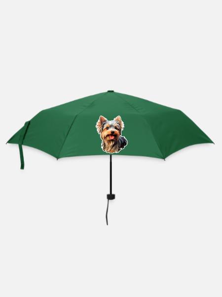 Yorkshire Terrier niedlich - Regenschirm (klein) - Flaschengrün
