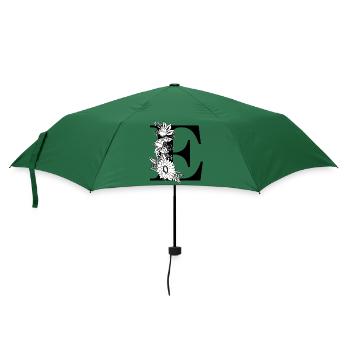 Schwarz-weißer Blumenbuchstabe e - Regenschirm (klein) - Flaschengrün - Vorne