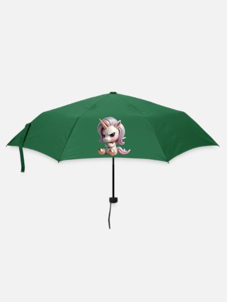 Einhorn grimmig 2 - Regenschirm (klein) - Flaschengrün