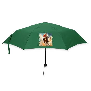Pferde beim Galopprennen und Trabrennen - Regenschirm (klein) - Flaschengrün - Vorne