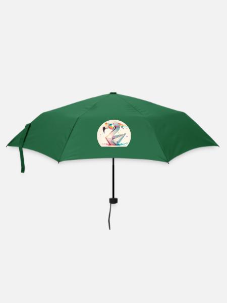 Flamingo-Origami - Regenschirm (klein) - Flaschengrün