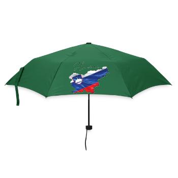 Slowenien Flagge in der Slowenien Landkarte EN - Regenschirm (klein) - Flaschengrün - Vorne