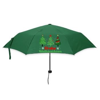 Frohe Weihnachten - Regenschirm (klein) - Flaschengrün - Vorne