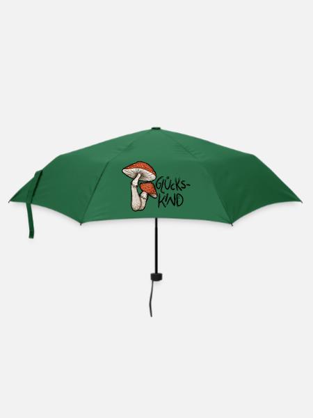 Fliegenpilze Illustration Glückskind - Regenschirm (klein) - Flaschengrün