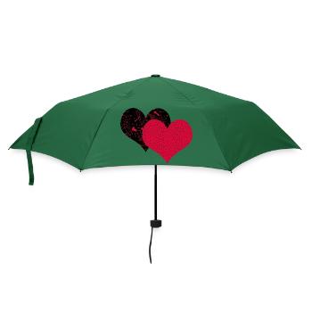 Zwei Herzen - Regenschirm (klein) - Flaschengrün - Vorne