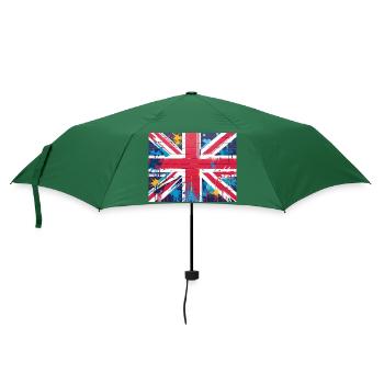 Britische Flagge Graffiti Kunst - Regenschirm (klein) - Flaschengrün - Vorne