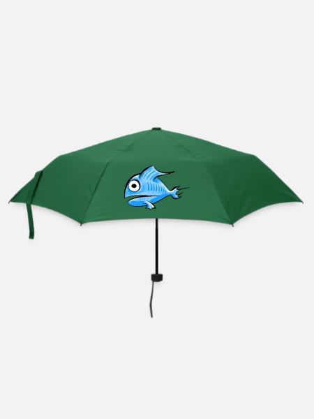 Fisch blau - Regenschirm (klein) - Flaschengrün