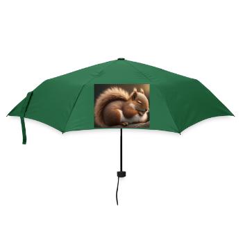 Niedliche Tiere im Winterschlaf – Eichhörnchen - Regenschirm (klein) - Flaschengrün - Vorne