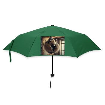 Niedliche Tiere chillen – Fledermaus - Regenschirm (klein) - Flaschengrün - Vorne