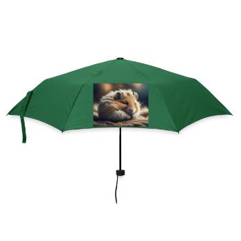 Niedliche Tiere im Winterschlaf – Hamster - Regenschirm (klein) - Flaschengrün - Vorne